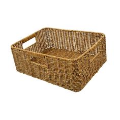 an empty wicker basket on a white background