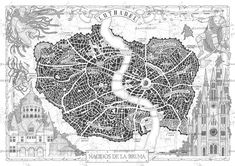 a black and white map of the city of barcelona