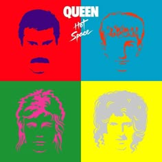 an image of the faces of queen and prince on four different colored squares with text