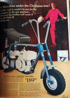 an advertisement for the minibike christmas tree