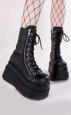 Gothic Shoes, Goth Clothing, Black Platform Boots, Gogo Boots, Black Vegan