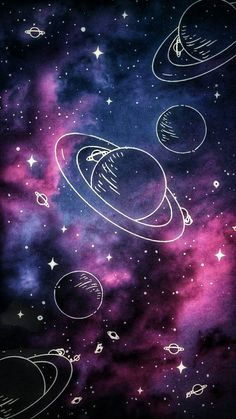 an image of the planets and stars in the sky