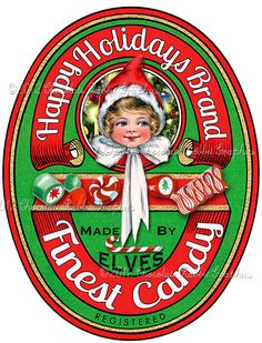 an old fashioned christmas candy label