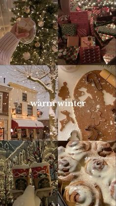 a collage of pictures with christmas decorations