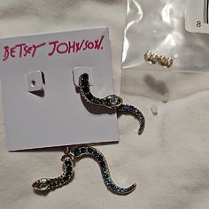 Betsey Johnson Gold-Tone Pav Crystal Snake Front And Back Earrings. New With Tags. Snake Earrings, Betsey Johnson Jewelry, Earrings Color, Betsey Johnson, Gold Tones, Jewelry Earrings, Women Jewelry, Crystals, Tags