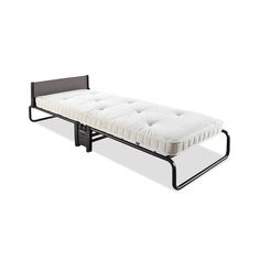 a single bed frame with a mattress on the bottom and side rails attached to it