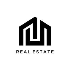 the logo for real estate, which is designed to look like a house with an open roof