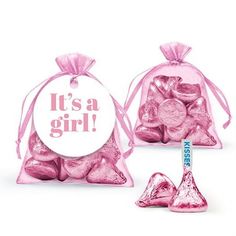 it's a girl candy bags with hershey kisses