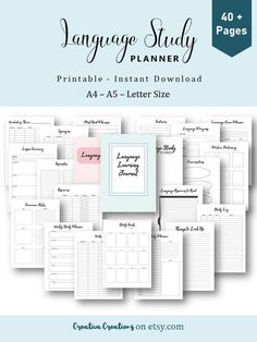 the printable planner page is shown with text and images for each page, which are also