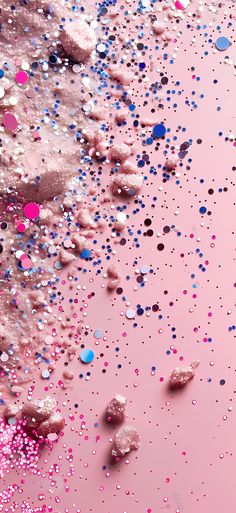 pink and blue paint with lots of bubbles on it