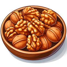 a brown bowl filled with lots of nuts