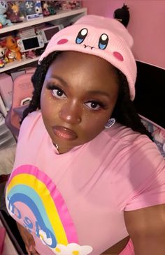 Kirby Aesthetic, Pink Bedroom, Pink Outfit, Kirby, Makeup Routine, Manga Art, Black Hair, Makeup Tutorial, Makeup Looks