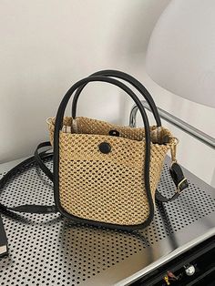 BirdinBag - Elegant Woven Crossbody Bag: Ideal Shoulder Bag for Stylish Vacations Casual Satchel Shoulder Bag With Top Carry Handle, Summer Satchel Shoulder Bag For Errands, Summer Shoulder Bag For Errands, Casual Shoulder Bag With Double Handle For Mobile Phone, Casual Double Handle Shoulder Bag With Mobile Phone Pocket, Casual Black Rectangular Phone Bag, Casual Double Handle Shoulder Bag With Mobile Phone Bag, Casual Tote Shoulder Bag With Mobile Phone Pocket, Summer Crossbody Shoulder Bag For Errands