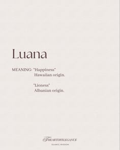 the cover of luana, meaning happiness's hawaiian origin - loneness albania origin