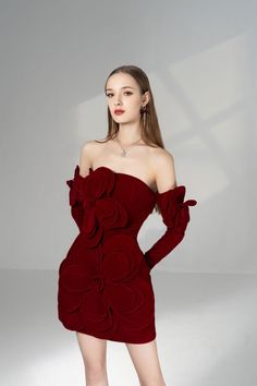 Amora A-line Cold Shoulder Sleeved Velvet Mini Dress | MEAN BLVD Luxurious Dress, Cold Shoulder Sleeves, Colorful Outfits, Luxurious Dresses, Happy Clothes, Mean Blvd, Velvet Mini Dress, Red Velvet Dress, Dressy Dresses