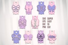 some paper tags with bows on them and the words svg super tips easy to print out