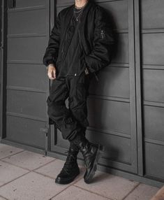 Mens Black Jean Jacket, Techwear Pants Outfit, Men Dark Style, Warcore Men Outfits, Tech Wear Street Style, Men Outfits Techwear, Mens Techwear Aesthetic, Biker Man Outfit, Techcore Outfits Men