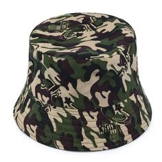 Elevate your outdoor style with our Camo Bucket Hat, the perfect blend of functionality and fashion. Whether you're hiking, fishing, or simply enjoying a sunny day, this hat provides the ultimate protection and a stylish look. Key Features: Durable Material: Crafted from cotton and polyester to ensure long-lasting wear and comfort. Classic Camo Design: Features a timeless camouflage pattern that blends seamlessly with natural surroundings, making it perfect for outdoor adventures. Wide Brim: Off Outdoor Bucket Hat With Curved Brim, Military Style Green Bucket Hat For Outdoor, Military Style Wide Brim Bucket Hat For Outdoor Activities, Military Style Wide Brim Bucket Hat For Outdoor, Khaki Cap Sun Hat For Summer, Outdoor Brimmed Bucket Hat, One Size Fits Most Brimmed Bucket Hat For Outdoor, Trendy Bucket Hat For Outdoor Activities, Casual Bucket Hat With Visor For Outdoor Activities