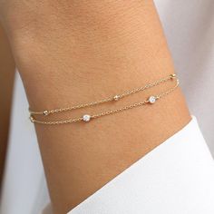 14k Diamond by The Yard Solitaire Bracelet – FERKOS FJ Simple White Gold Bracelet, Simple Dainty Bracelet, Simple Wedding Bracelet, Gold Bracelet For Women Dainty, Fine Bracelets Gold, Bracelets Fine Jewelry, Classic Bracelets Women, Delicate Bracelet Gold Simple, Bracelets For Woman