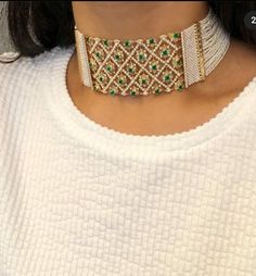 Rajwadi Jewellery, Indian Bridal Choker, Bridal Choker Necklace, Mughal Jewelry, Vintage Indian Jewelry, Antique Necklaces Design, Choker Necklace Designs, Bridal Choker, Pearl Necklace Designs