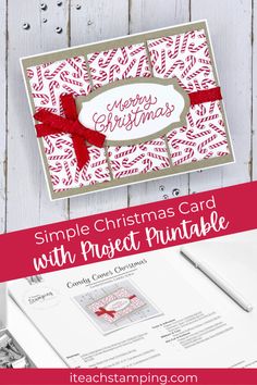 a simple christmas card with project printable on it and the words, simple christmas card with project printable