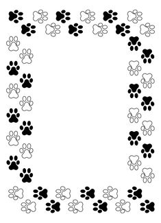 a black and white image of paw prints in the shape of a rectangle frame