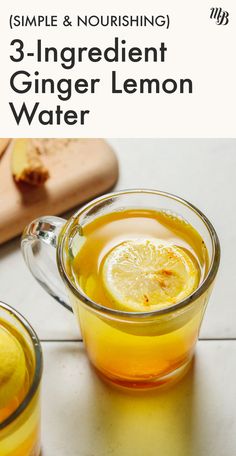 a glass mug filled with ginger lemon water