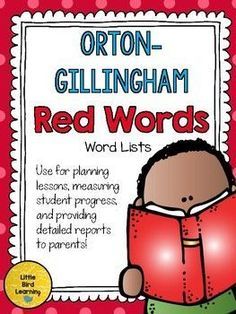 an orange and red book cover with the words orton - gillingham red words