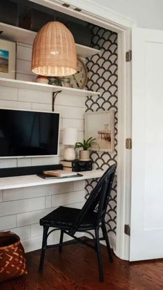 Cloffice Ideas, Tiny Home Office, Small Space Hacks, Nesting With Grace, Small Home Offices