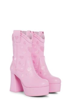 Sugar Thrillz Heart Embroidered Platform Cowboy Boots Valentines - Pink – Dolls Kill Platform Cowboy Boots, Pink Cowboy Boots, Pink Cowboy, Sugar Thrillz, Concert Outfits, Pink Boots, Pink Doll, Free Socks, Ski Mask