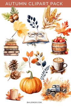 pumpkin,heyride,apples,books,latte,fall leaves Watercolor Pumpkins Autumn, Autumn Elements, Helloween Wallpaper, New Year Clipart, Fall Clip Art, Autumn Clipart, Fall Clipart, Watercolor Pumpkin, Menu Boards