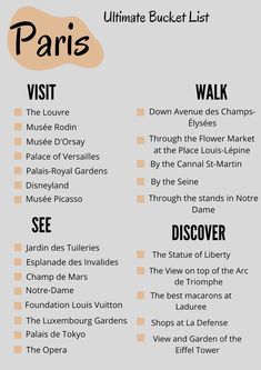 the ultimate bucket list for paris