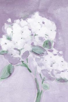 a painting of white flowers on a purple background