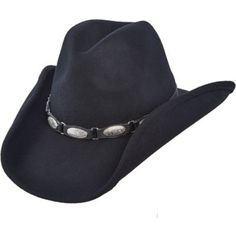 DPC Wool Felt Western Hat with Metal Conchos, Black Western Style Ranch Hat For Winter, Western Hats For Country Events In Winter, Adjustable Western Felt Hat For Outdoor, Country Style Hat Bands For Winter Country Events, Country Style Hat Bands For Winter Events, Western Hats For Winter Outdoor Activities, Fitted Western Felt Hat For Outdoor, Western Black Hat Bands For Country Events, Western Style Hats For Outdoor Fall