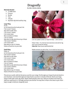 the instructions for how to make a crocheted bow keychain