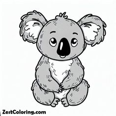 a drawing of a koala bear sitting on the ground