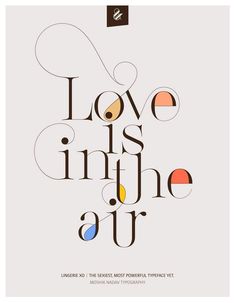 a poster with the words love is in the air and an image of two circles