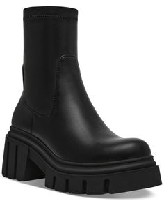 in stock Lug Sole Booties, Chunky Black Boots, Lug Sole, Black Leather Boots, Black Booties, Black Boots, Steve Madden, Buy Online, Boots