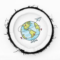 a paper plate with a drawing of the earth on it