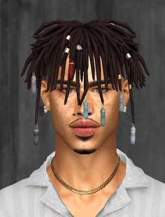 an image of a man with dreadlocks on his head and wearing necklaces