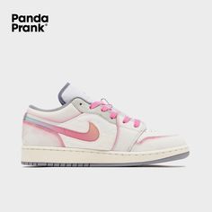 The overall color scheme is dominated by soft white and pink hues, creating a fresh and sweet ambiance that evokes the bloom of spring flowers and warm sunlight. The upper features a unique gradient design, adding depth and dimension to the shoe. High Air Force 1, Low Jordan 1, Cute Sneakers, Gradient Design, Womens Jordans, Jordan 6, Jordan 1 High, Jordan 1 Low, Newest Jordans