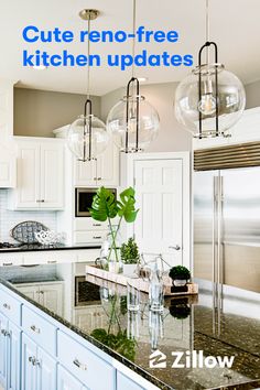 an image of a kitchen setting with text overlay that reads cute reno - free kitchen updates