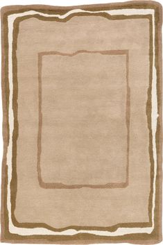 an area rug with a square in the middle and brown border around it, on a white background