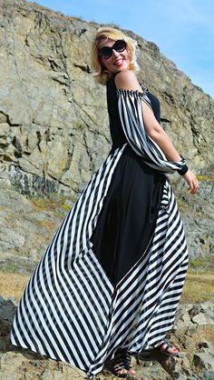 Just launched! Extravagant Striped Dress TDK265, Summer Maxi Dress, Black and White Dress, Striped Plus Size Dress, Summer Long Dress, WILDFLOWER https://www.etsy.com/listing/536644777/extravagant-striped-dress-tdk265-summer?utm_campaign=crowdfire&utm_content=crowdfire&utm_medium=social&utm_source=pinterest White Flowy Summer Maxi Dress, Flowy Long Breezy Dress, Maxi Length Beach Wedding Dress, Summer Chiffon Maxi Dress, Black Chiffon Maxi Dress For Summer, Black Chiffon Maxi Dress For Vacation, Bohemian Chiffon Evening Dress For Summer, Summer Bohemian Evening Chiffon Dress, Bohemian Summer Evening Chiffon Dress