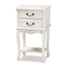 Baxton Studio Gabrielle Traditional French Country Provincial White-Finished 2-Drawer Wood Nightstand French Provincial Nightstand, Antique French Country, White Nightstand, Wood End Tables, Baxton Studio, French Country Cottage, Bedside Tables Nightstands, Wood Nightstand, Low Shelves