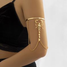 Sku CY-!124829 Material Alloys Feature Electroplated Occasion Vintage, Punk Type Arm Chain Color Golden, Silver Vintage Punk Fashion, Diamond Decor, Arm Cuff Bracelet, Upper Arm Cuffs, Arm Bracelets Upper, Arm Bracelet, Gothic Chic, Leg Chain, Chain Diamond