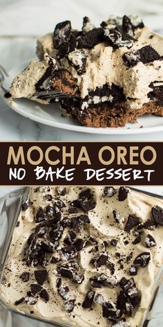 no bake dessert with mocha oreo on top