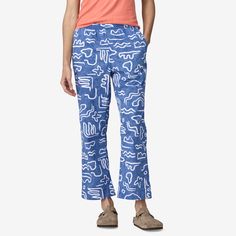 Everyday, easy, lightweight woven pants with an elasticized waistband and internal drawcord are designed for fit and function. The inseam length is 26½. Made in a Fair Trade Certified™ factory. | Patagonia Women's Funhoggers™ Cotton Pants in Vessel Blue, XL - Short Length - Casual Pants Casual Relaxed Fit Pants For Daywear, Casual Blue Patagonia Bottoms, Patagonia Summer Bottoms With Elastic Waistband, Patagonia Relaxed Fit Bottoms For Summer, Patagonia Relaxed Fit Summer Bottoms, Casual Patagonia Pants With Pockets, Patagonia Casual Summer Bottoms, Patagonia Relaxed Fit Pants With Pockets, Casual Summer Bottoms By Patagonia