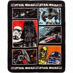 a star wars blanket with pictures of different characters