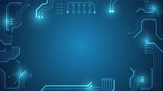 an abstract blue background with electronic components